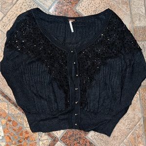Free People Beaded Knit Short Sleeve Cardigan